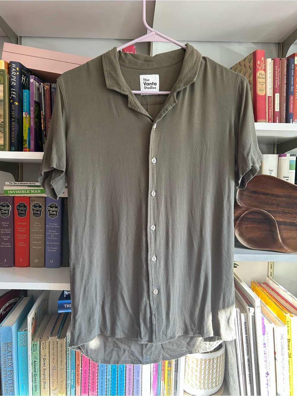 Men’s Short-Sleeve Button-Down Shirt — Olive